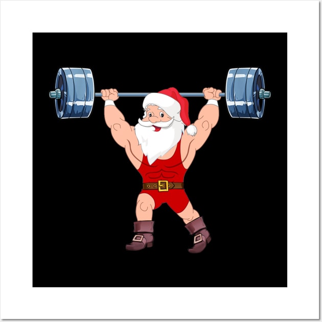 Santa Weightlifting Christmas Fitness Gym Deadlift Wall Art by Danielsmfbb